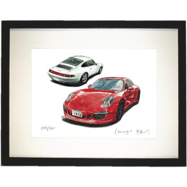 版画GC-1448ポルシェ911/911-GTS限定版画直筆サイン額装作家平右ヱ門