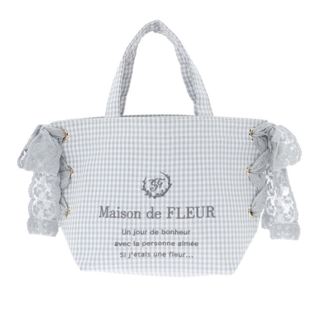 Maison de FLEUR ギンガムチェックレースサイドリボントート