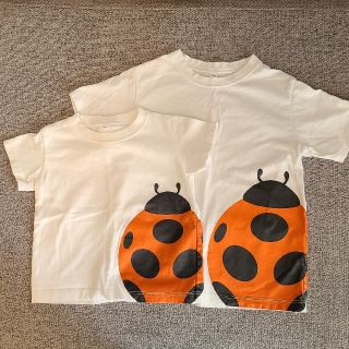 ムジルシリョウヒン(MUJI (無印良品))の【Tシャツ　お揃い　120 80】てんとうむし　無印　きょうだい　リンクコーデ(Tシャツ/カットソー)