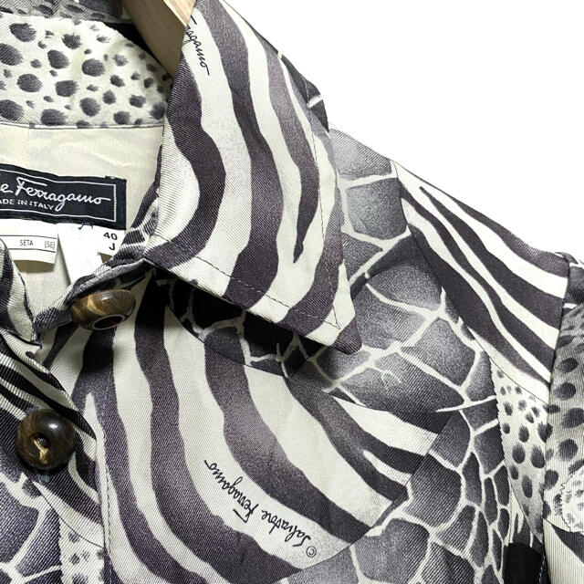 Salvatore Ferragamo☆総柄ワンピース☆イタリア製☆シルク☆-