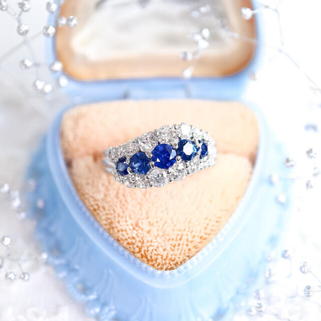 高品質ブルーサファイア　ダイヤモンド　プラチナリング レディースのアクセサリー(リング(指輪))の商品写真
