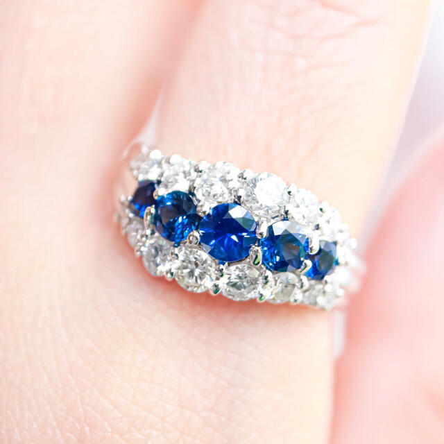 高品質ブルーサファイア　ダイヤモンド　プラチナリング レディースのアクセサリー(リング(指輪))の商品写真