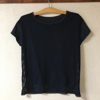 ユナイテッドアローズ(UNITED ARROWS)の●ユナイテッドアローズ  チュール　デザインカットソー 　ネイビー (Tシャツ(半袖/袖なし))