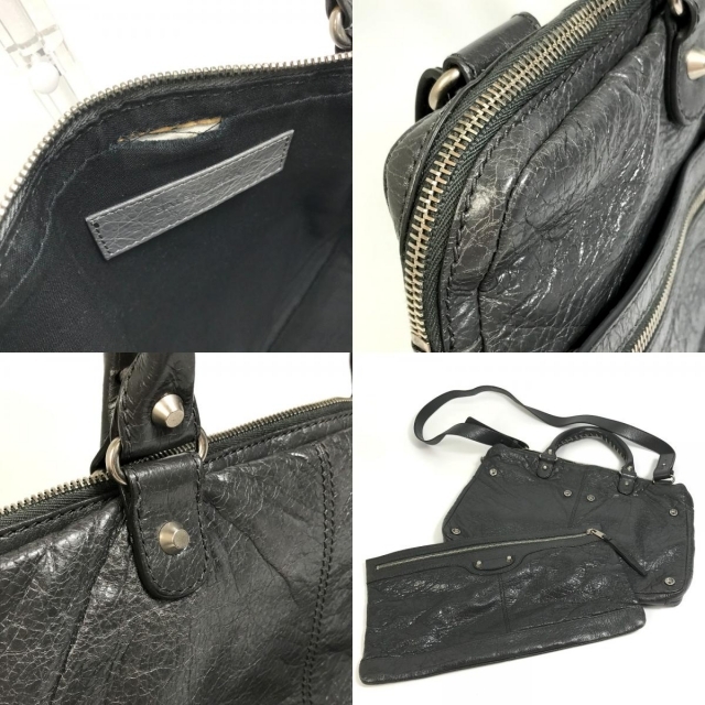 バレンシアガ BALENCIAGA ショルダーバッグ 肩掛け 斜め掛け 310939 シワ加工 ブリーフケース ビジネスバッグ レザー グレー