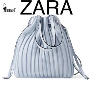 ザラ(ZARA)の人気♡ZARA プリーツバック ショルダーバッグ レディース 韓国 くすみブルー(ショルダーバッグ)