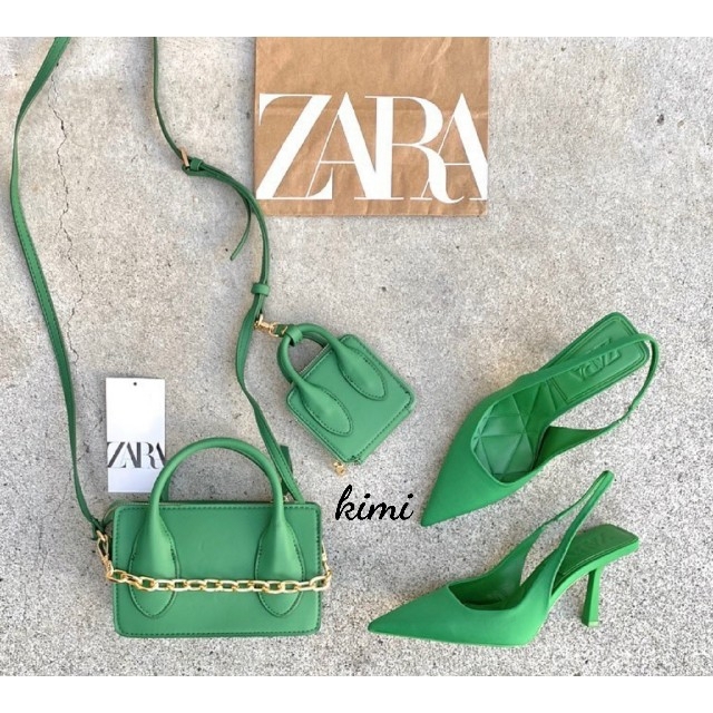 ZARA(ザラ)のZARA　(グリーン)　フラップ　バンド付きミニショルダーバッグ レディースのバッグ(ショルダーバッグ)の商品写真