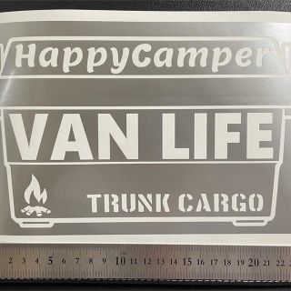 トランクカーゴステッカー　VAN LIFE ハッピーキャンパー　シルバー　大(その他)