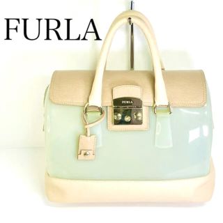 フルラ(Furla)の美品★フルラ★キャンディ ボストンバッグ ベージュ×ミントグリーン レザー(ハンドバッグ)