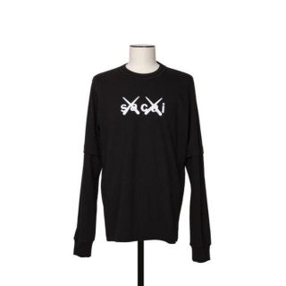 サカイ(sacai)のsacai x KAWS / Flock Print LS Tシャツ 黒 2(Tシャツ/カットソー(七分/長袖))