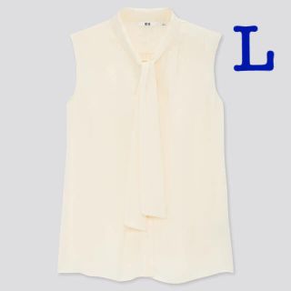 ユニクロ(UNIQLO)の【新品未使用】ユニクロ レディース ボウタイブラウス (ノースリーブ) L(シャツ/ブラウス(半袖/袖なし))