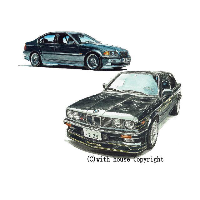 GC-1457 BMW325/ALPINA限定版画直筆サイン額装作家平右ヱ門 1