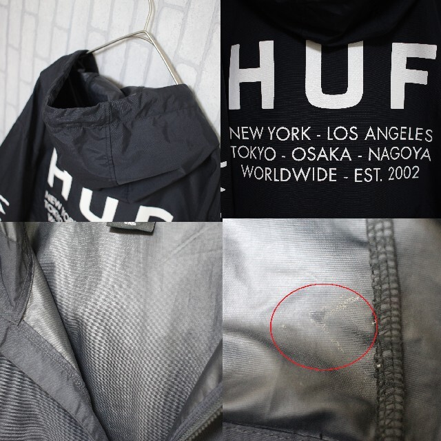 HUF(ハフ)のHUF ハフ　アノラックパーカー　ナイロンジャケット　ハーフジップ　国旗 メンズのジャケット/アウター(ナイロンジャケット)の商品写真