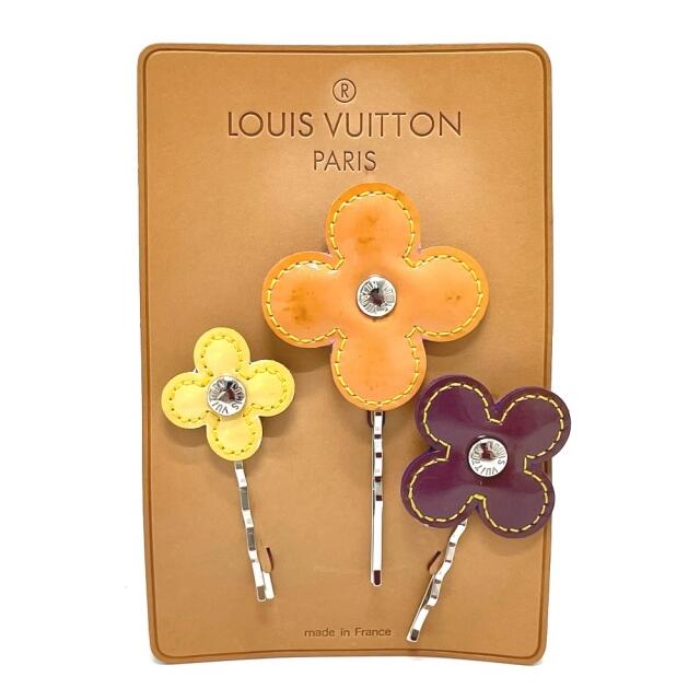 ルイヴィトン M92260 ヴェルニ バレッタ・フルール ヘアピン LV 沸騰