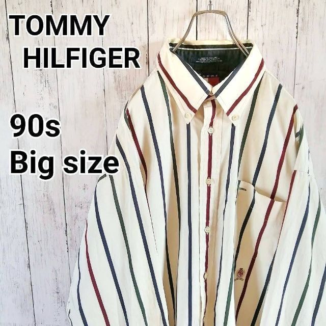 90sオールドトミー ◆長袖シャツ フラッグタグ 旧ロゴ ビンテージ