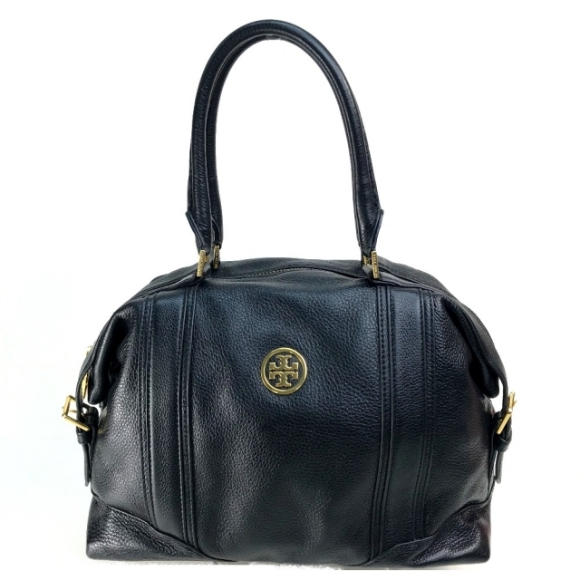 トリーバーチ Tory Burch ロゴ ミラー付き ハンドバッグ レザー ブラック/ゴールド金具