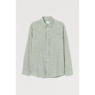 エイチアンドエム(H&M)のH&M レギュラーフィット リネンブレンドシャツ ライトグリーン(シャツ)