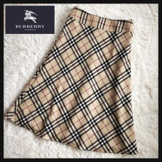 バーバリー(BURBERRY)の【美品】バーバリーロンドン　ノバチェック　フレアロングスカート(ロングスカート)