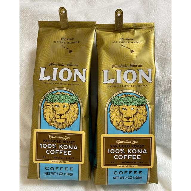 100％ KONA COFFEE ハワイ Lion コナコーヒー　挽き豆 2袋