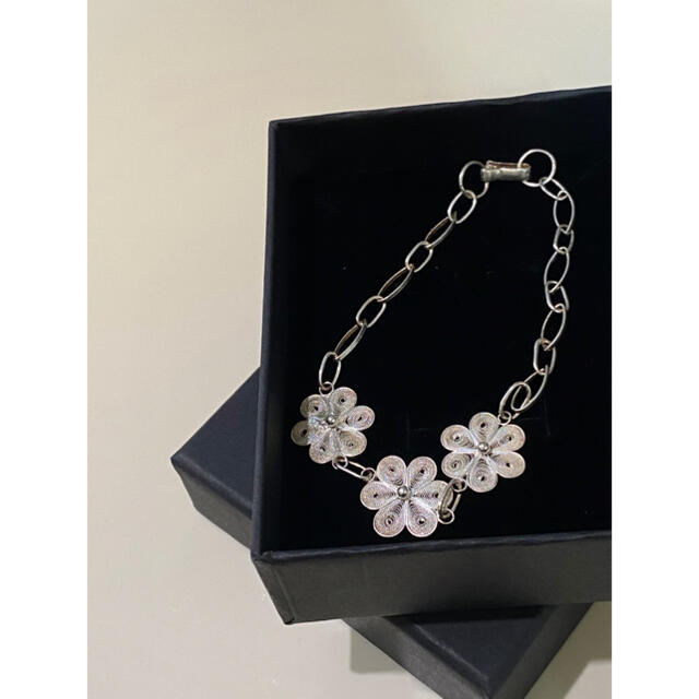 アンティーク ビンテージ 花 flower ブレスレット シルバー 925LLYIACCESSORY