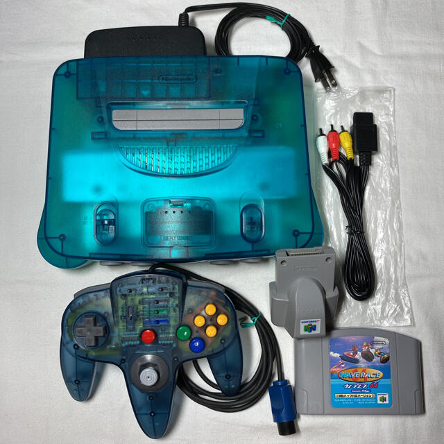 NINTENDO 64 - ニンテンドー64 クリアブルー 振動パック すぐ遊べる