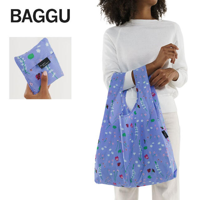 BEAMS(ビームス)のラスト 1点BAGGU バグー ブルーワイルドフラワー エコバッグ レディースのバッグ(エコバッグ)の商品写真