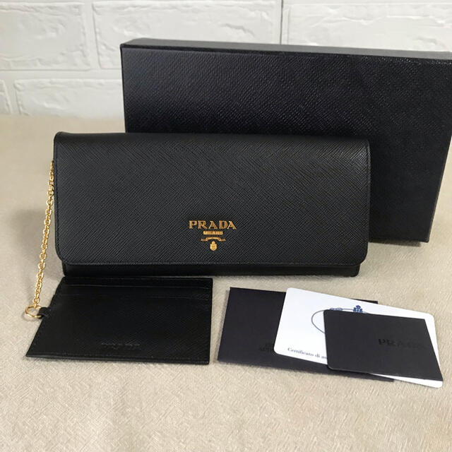 美品★PRADA プラダ  長財布　サフィアーノ　メタル　黒レディース