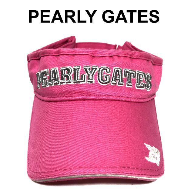 PEARLY GATES(パーリーゲイツ)のパーリーゲイツ PEARLY GATES ロゴ刺繍 サンバイザー ピンク レディースの帽子(その他)の商品写真