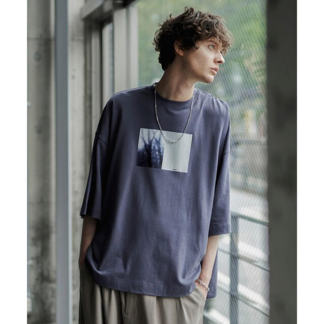 Shikica Tokyo - shiki tokyo オーバーサイズモードプリントTシャツの ... 【ブルー】オーバーサイズプリントTシャツ