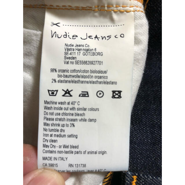 Nudie Jeans(ヌーディジーンズ)の[美品][丈つめ] [イタリア製]ヌーディージーンズ　W31サイズ 濃紺 メンズのパンツ(デニム/ジーンズ)の商品写真