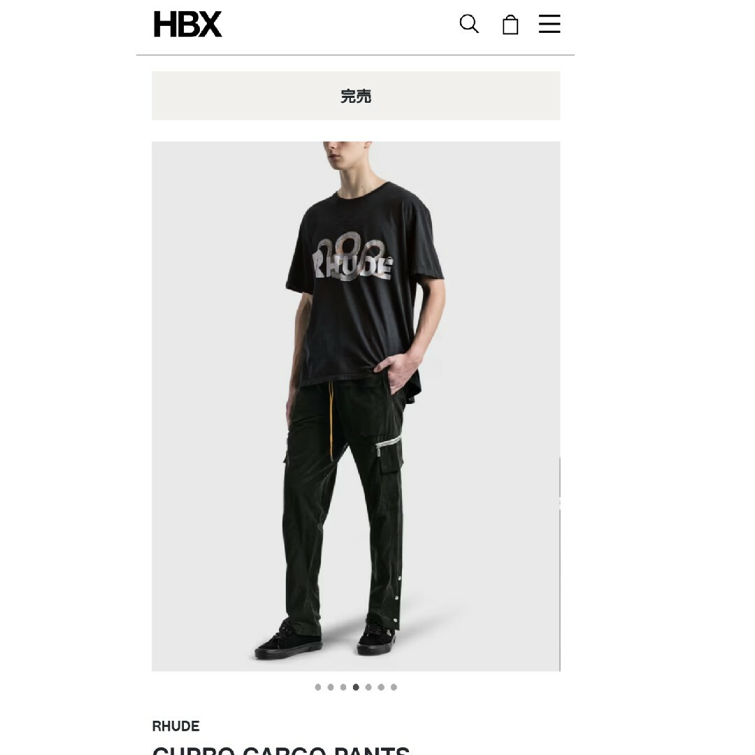 Rhude Cupro Cargo Pants black M ワークパンツ/カーゴパンツ