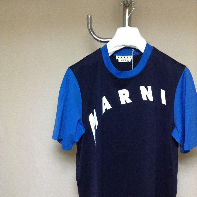 新品 50 21ss MARNI アーチ ロゴ Tシャツ ネイビー 1075