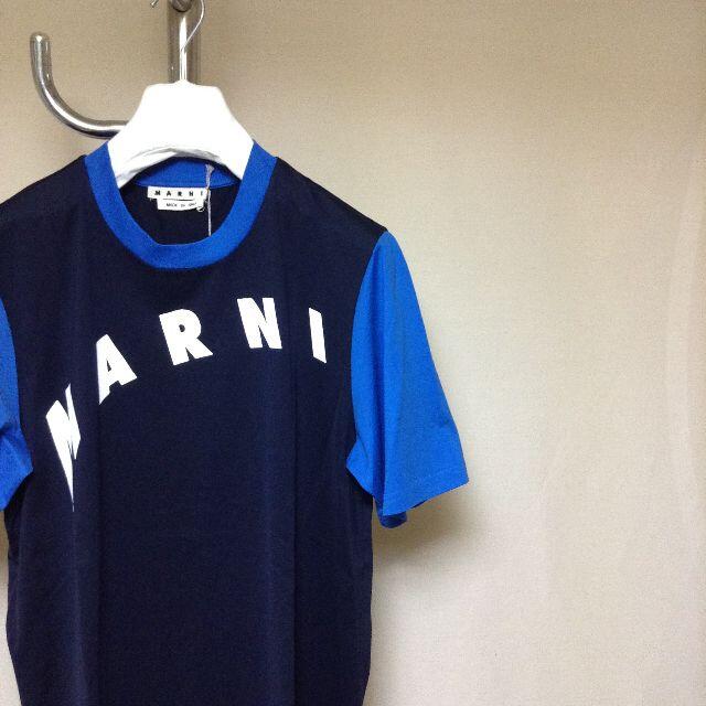 新品 50 21ss MARNI アーチ ロゴ Tシャツ ネイビー 1075