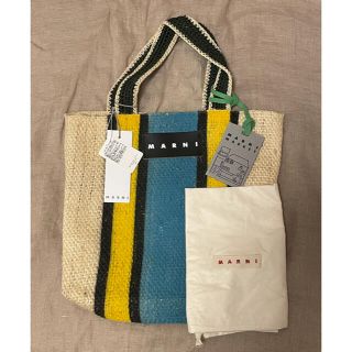 マルニ(Marni)のMARNI MARKET クロシェハンドル カナパバッグ ストライプトートバッグ(トートバッグ)