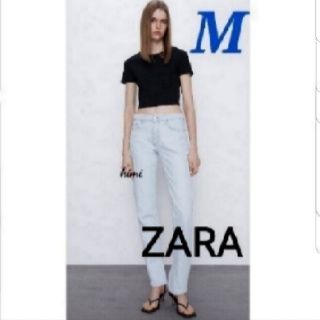 ザラ(ZARA)のZARA  (M　黒)　クロップド丈Tシャツ  (Tシャツ(半袖/袖なし))