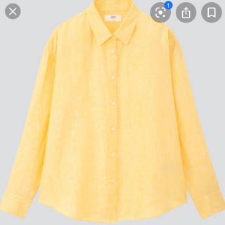 ユニクロ(UNIQLO)のUNIQLO プレミアムリネンシャツ　長袖　Ｍ　イエロー(シャツ/ブラウス(長袖/七分))