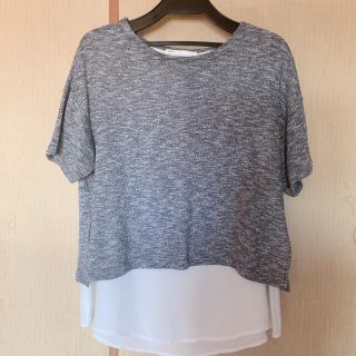 イッカ(ikka)の【美品】Tシャツ トップス　重ね着風　Lサイズ　ikka(カットソー(半袖/袖なし))