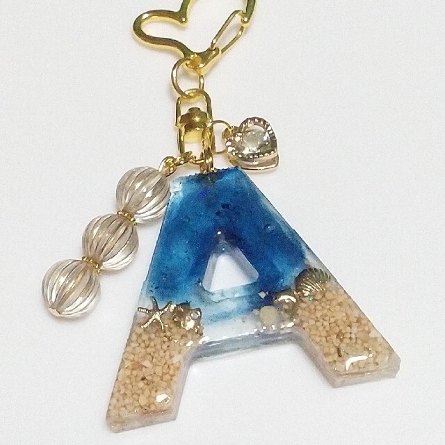 レジン ハンドメイド オーダー イニシャル キーホルダー チャーム 押し花-