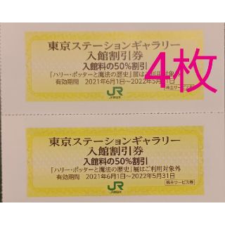 4枚 東京ステーションギャラリー 入館50%割引券 JR東日本 株主優待券(美術館/博物館)