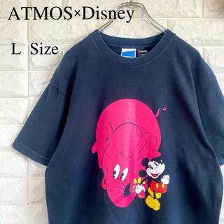 ディズニー(Disney)の希少 レア ATMOS Disney コラボ 半袖Tシャツ 黒 L(Tシャツ/カットソー(半袖/袖なし))