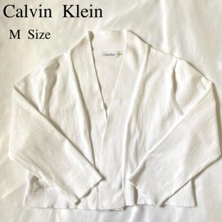 カルバンクライン(Calvin Klein)の美品 Calvin Klein 長袖 カーディガン 白 M(カーディガン)