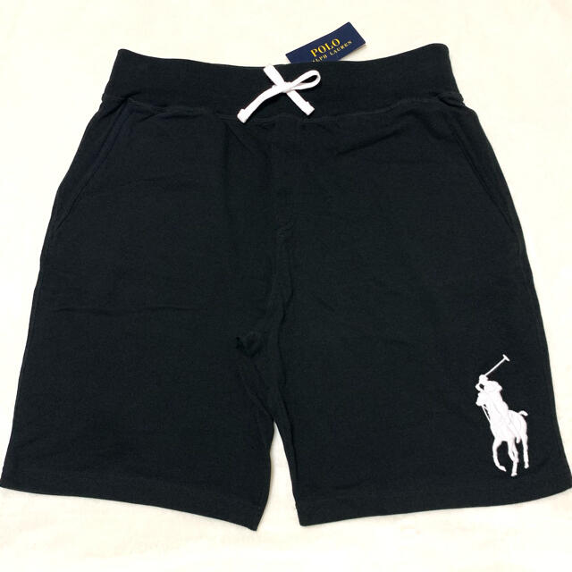 POLO RALPH LAUREN(ポロラルフローレン)のメンズ M 新品 ビッグポニー コットンメッシュ パンツ / ブラック メンズのパンツ(ショートパンツ)の商品写真