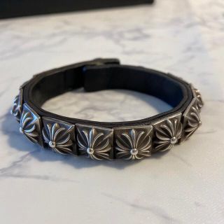 クロムハーツ(Chrome Hearts)のクロムハーツ　ゼロピラミッド　レザー　バングル　ブレスレット(ブレスレット)