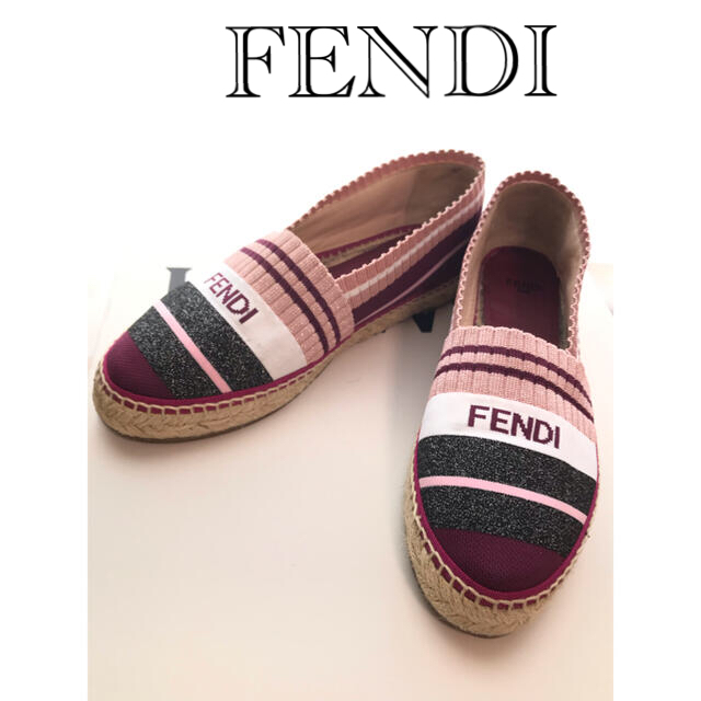 美品★FENDI フェンディ　ファブリックロゴ　エスパドリーユ