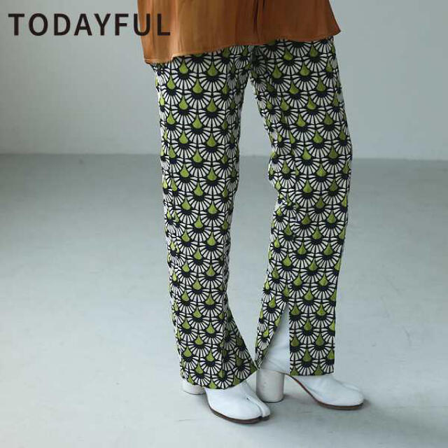 todayful Jacquard Slit ジャカードスリットトラウザーズ