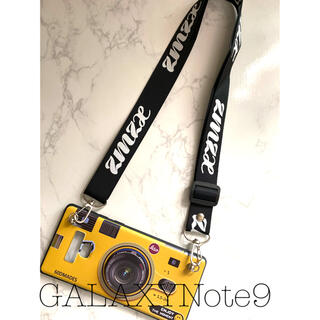 GALAXY Note9カメラ型イエローギャラクシースマホケースストラップセット(Androidケース)