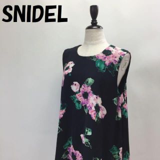 スナイデル(SNIDEL)の【人気】スナイデル Aライン ノースリーブワンピース 花柄 ワンピース サイズ1(ひざ丈ワンピース)