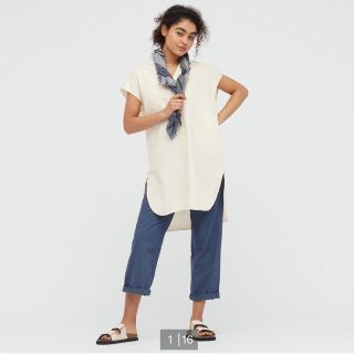 ユニクロ(UNIQLO)のリネンブレンドロングシャツ(シャツ/ブラウス(半袖/袖なし))