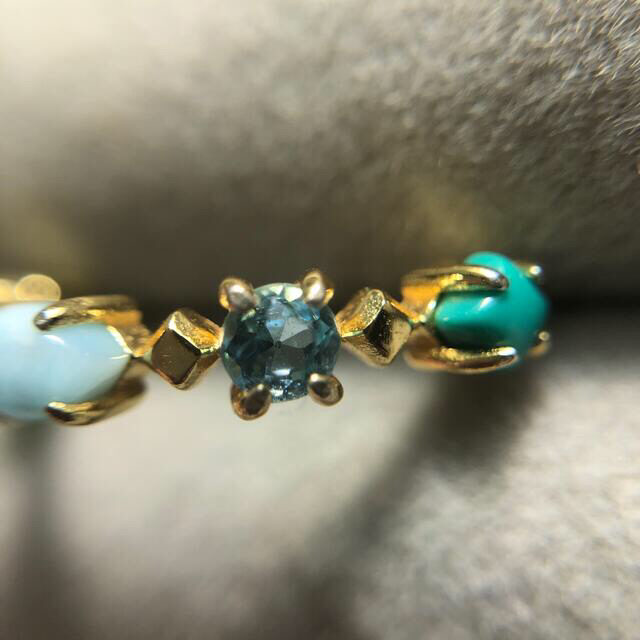 5ストーンズリング💍＆ターコイズブルーピアス（N様専用デス） レディースのアクセサリー(リング(指輪))の商品写真