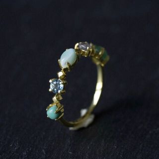 5ストーンズリング💍＆ターコイズブルーピアス（N様専用デス）(リング(指輪))