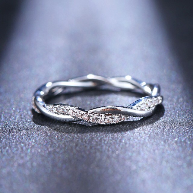 レディース リング メンズ ジルコニア 指輪 ホワイトゴールド レディースのアクセサリー(リング(指輪))の商品写真